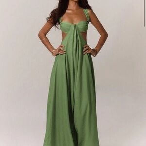 Green Cutout Halter Jumpsuit